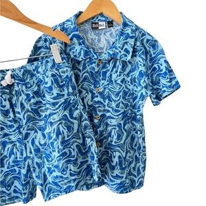 Mack Mack Kids Blue Swirl Button-Down & Shorts Matching Set
